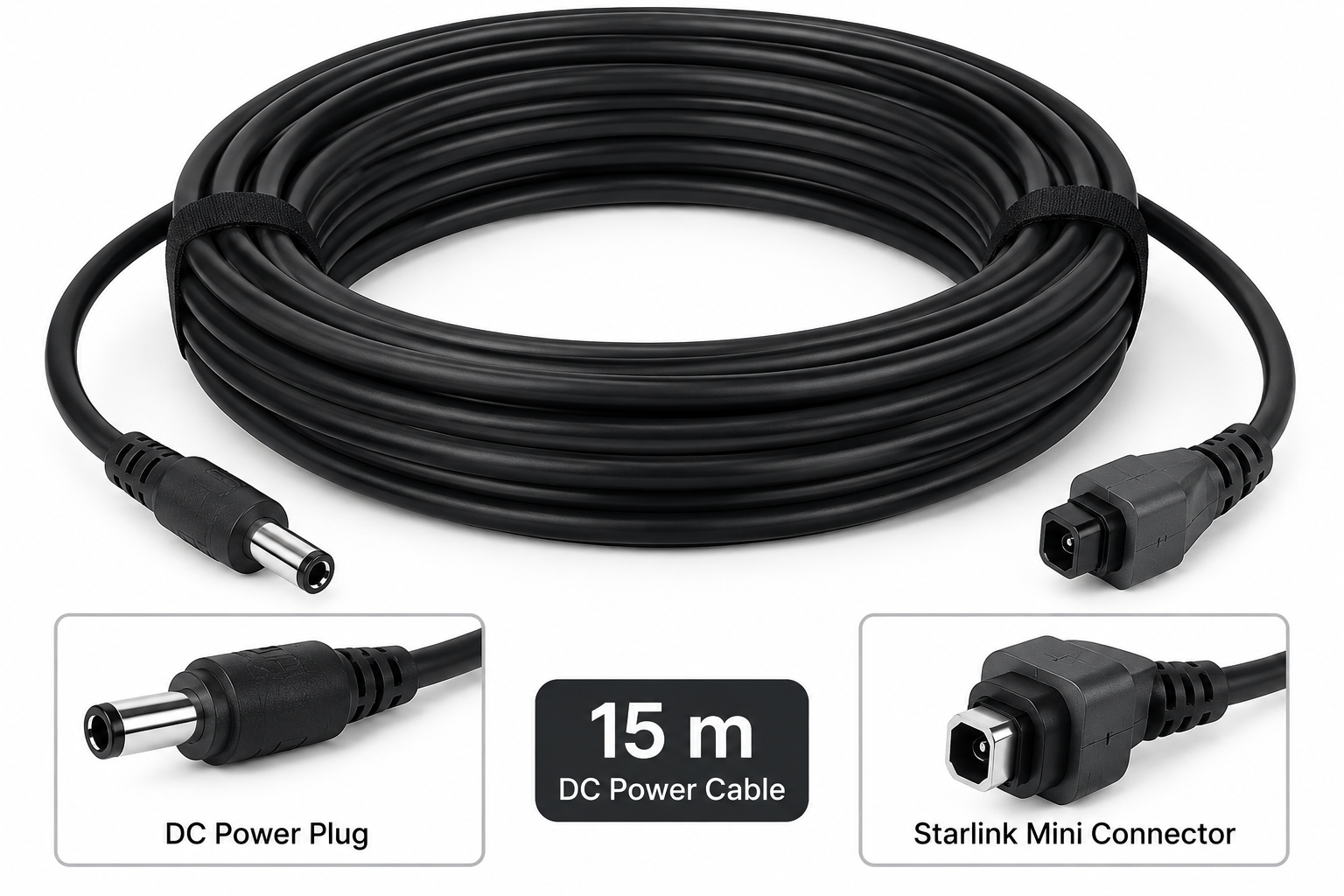 15 m Starlink Mini DC Power Cable